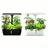 Jardin hydroponique d'intérieur pour herbes aromatiques, lampe de culture automatique 24W, pompe à eau à circulation 15 trous, kit de culture de légumes détachable pour la maison