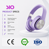 Casque BT 5.4 léger avec mousse à mémoire de forme, son éclatant, interface AUX, portée effective de 10 m