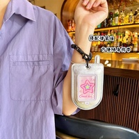 Porte-clés porte-carte photo pour photocard d'idole, style téléphone à clapet dessin animé, Y2K Kawaii Kpop, avec pochette porte-photo et pendentif breloque pour sac, et dragonne spirale