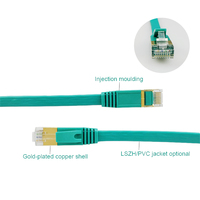 Kabel berlapis emas Sstp 3m, 25 kaki 100 kaki PVC Cat7 kabel Patch datar Rj45 Cat7 kabel Patch Cat7