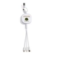 Câble de charge en bambou, câble USB C/A rétractable 6 en 1, cordon de charge rapide pour plusieurs appareils avec ports Type C/L/Micro
