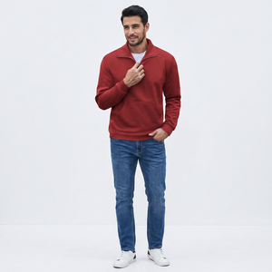 <span class=keywords><strong>Felpa</strong></span> mezza Zip da uomo Pullover <span class=keywords><strong>con</strong></span> cerniera a maniche lunghe Casual <span class=keywords><strong>Polo</strong></span> <span class=keywords><strong>felpa</strong></span> Slim Fit <span class=keywords><strong>con</strong></span> collo finto e tasche - Product Image 1