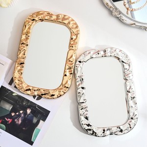 Espejo de Maquillaje Minimalista de Vidrio de Una Sola Cara, Color Crema, Estilo INS, Espejo Decorativo Cuadrado para Estudiantes - Product Image 1