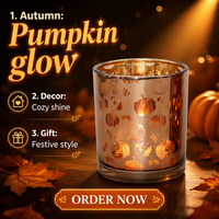 Support de bougie en verre style Ins, simple et élégant, thème citrouille pour Thanksgiving et Halloween, décoration de fête.