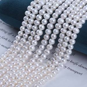 Perlas de Agua Dulce Blancas Casi Redondas de 7-8 mm al por Mayor de Zhuji, Cuentas Sueltas Rosadas Semiterminadas para Manualidades DIY - Product Image 3