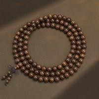 Bracelet indien tendance pour femme en teck doré 10 mm, 8 mm, 6 mm, 108 perles, divers styles, perles de prière en bois