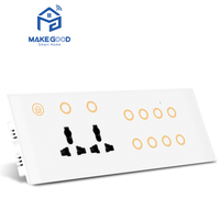 Interrupteur intelligent modulaire 6/8 voies MakeGood Tuya Smartlife APP Zigbee avec combinaison de scènes, 8 gangs, double prise, rétroéclairage RGB et verrouillage enfant