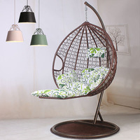Fauteuil suspendu en osier PE style nid d'oiseau nordique avec support métallique, chaise œuf monoplace