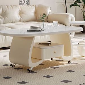 Muebles de Diseño para el Hogar, <span class=keywords><strong>Mesa</strong></span> de <span class=keywords><strong>Centro</strong></span> Cuadrada Personalizable, <span class=keywords><strong>Mesa</strong></span> de Café Blanca de <span class=keywords><strong>Estilo</strong></span> Nórdico con Ruedas - Product Image 2