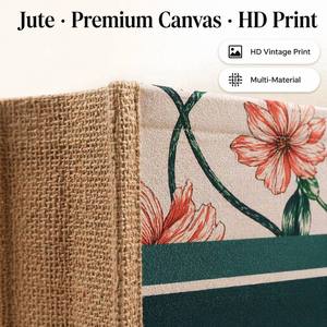 Sac fourre-tout en jute personnalisé de la marque SH, imprimé avec un motif floral, bandoulière moyenne, réutilisable pour les courses, les cadeaux et l'extérieur - Product Image 3