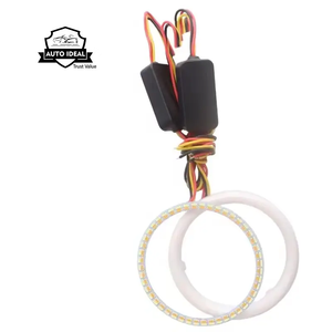 Blanc Jaune LED Coton Switchback Angel Eyes Full Round Circle <span class=keywords><strong>Halo</strong></span> 2-Ring Kit avec 70mm 120mm Tailles 12V DRL Phares - Product Image 1