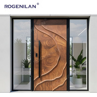 Porte d'entrée pivotante en bois ou en métal sculpté en 3D, villa de luxe Rogenilan, porte d'entrée en aluminium coulé, extérieur