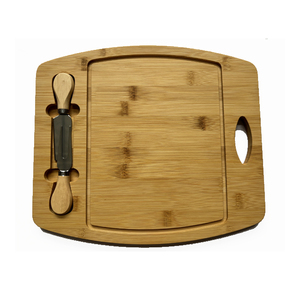 ZB Custom Bamboo Cheese Serving and Cutting Board Set Wood Plate Board for <b>Kitchen</b> for Chopping Food Serving - Product Image 1