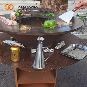 Table de foyer pour barbecue en acier corten moderne portable de qualité supérieure avec bois de chauffage pour camping en plein air et barbecue (certifié CE) - Product Image 5