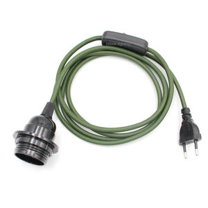 Cordón de luz colgante Vintage, cuerda de alimentación europea con interruptor en línea, Cable cubierto de tela, soporte de lámpara de bombilla rosca E27, 2 metros - Product Image 5