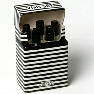Boîte en papier personnalisée de style cigarette à rayures noires <span class=keywords><strong>et</strong></span> blanches, lot de 3 ou 5, pour échantillons de parfum <span class=keywords><strong>et</strong></span> flacons de test - Product Image 5