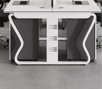 Bureau de travail moderne classique minimaliste STG avec structure en acier, 4 places, chaises de bureau, armoires latérales, table pour quatre personnes