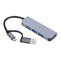Offre Spéciale 4 en 1 USB Type-C Adaptateur en aluminium à double tête USB3.0 USB2.0 Station d'accueil Hub pour PC portable