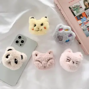 Cute cartoon pelúcia boneca brinquedo telefone grip tok silicone ar almofada suporte suporte