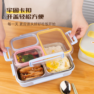 Loncheras de Acero Inoxidable con Compartimentos Opcionales de PP para Trabajadores de Oficina, Loncheras para Estudiantes, Cajas de Comida para Cafetería - Product Image 4