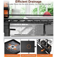 Nouveau Grand Égouttoir à Vaisselle Extensible à 2 Niveaux pour Évier, avec Bec de Vidange Automatique, Support pour Tasses et Ustensiles, Résistant à la Rouille