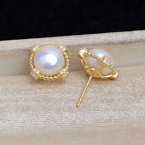 Support de boucles d'oreilles torsadées en argent S925 JG5352, boucles d'oreilles coréennes DIY, accessoires de perles 9-9,5 mm, composants de bijoux - Product Image 2