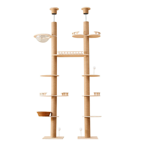 Madera maciza gato árbol Torre suelo techo gato escalada marco de madera altura ajustable árbol sostenible gato árbol madera - Product Image 2