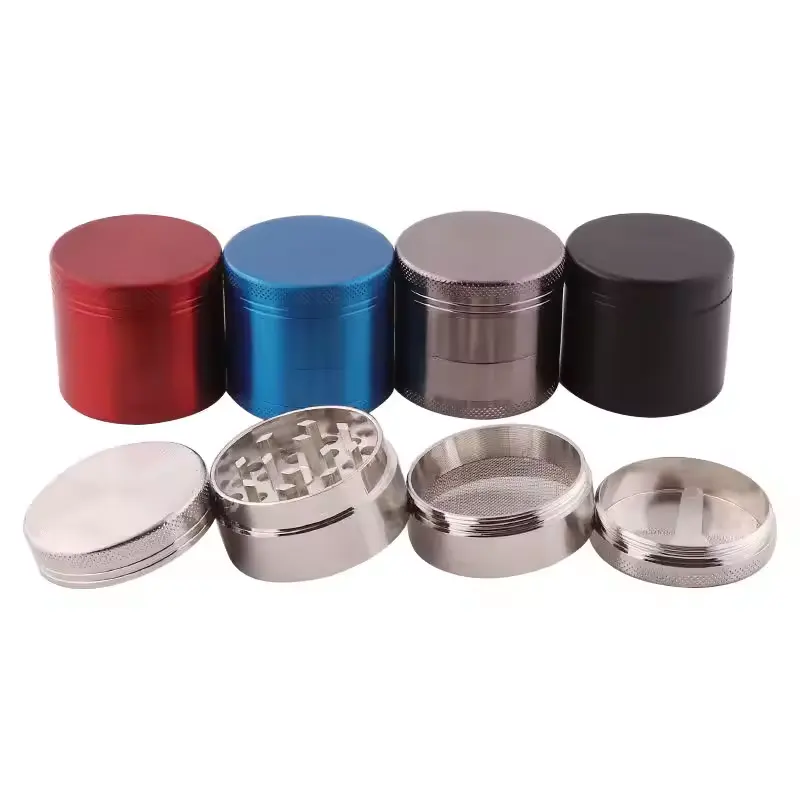 Erliao 40mm Metal Zinc Alloy Herb Grinder Hot Selling 4-Layer Flat Tobacco Grinder Customizable Logo Portable smoke grinder