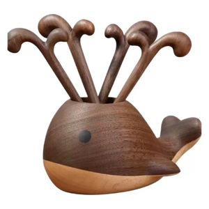 Plato de frutas de madera con forma de ballena, soporte creativo para tenedores de postre, regalo ecológico para decoración del hogar y vajilla. - Product Image 2