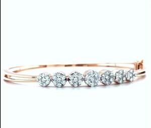 Round Cut Tennis <b>Bangle</b> <b>Bracelet</b> With <b>Moissanite</b> Diamond 925 Plated Elegant Luxury Jewelry For Women - Product Image 1