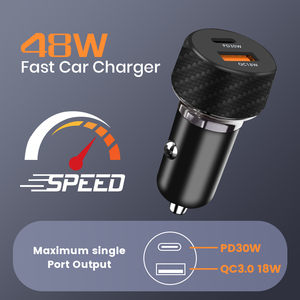 Chargeur de voiture double 48W à <span class=keywords><strong>charge</strong></span> <span class=keywords><strong>rapide</strong></span>, <span class=keywords><strong>type</strong></span> <span class=keywords><strong>C</strong></span> USB, chargeur de téléphone portable pour voiture, mini chargeur de téléphone portable portable pour voiture - Product Image 3