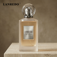 Flacon de parfum vide en verre givré rectangulaire irrégulier de luxe LANREDO, 100 ml, flacon de parfum transparent avec boîte cadeau
