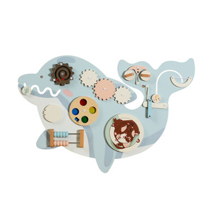 Jouets sensoriels Montessori personnalisés en bois, tableau d'activités mural en forme de dauphin pour les enfants, salle de jeux de la garderie, tableau d'activités interactif - Product Image 4