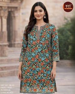 Top Selling Women Multi Colour Designer Georgette Fancy Ethnic Modern Quick Dry Digital Printing Regular Fit All Seasons <b>Kurti</b> - Product Image 4