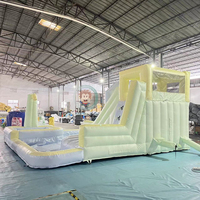 Vente en gros de châteaux gonflables commerciaux, combinés avec toboggan aquatique blanc, mini châteaux gonflables pour enfants, pour la location événementielle