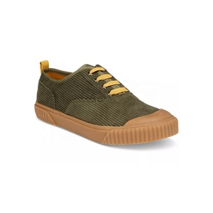 Vente en gros d'usine de baskets de sport pour enfants chaussures décontractées pour la marche en velours côtelé vert respirant avec cravate en dentelle pour enfants garçons - Product Image 1