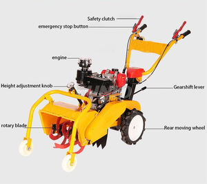 Tracteur manuel automoteur de jardin 170F 177F Tondeuse <span class=keywords><strong>à</strong></span> gazon <span class=keywords><strong>à</strong></span> essence Désherbeur et rotoculteur - Product Image 2