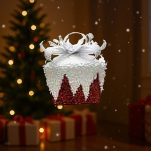 HOMEEA Christmas Ornament 15x17cm Red Foam Round With Ribbon Tree Decoration - Product Image 2