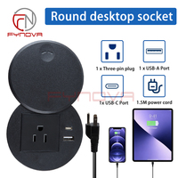 Prises de courant pour meubles, prises rondes avec prise USB A+C, chargeur montable sur bureau avec protection pour le bureau