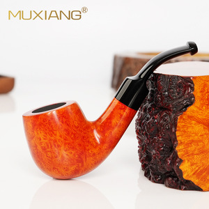Muxiang Briarwood Pipe Bent Type 3mm Tenon Jointed Handmade Tobacco Pipe - Product Image 1