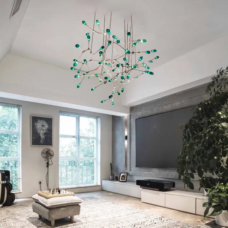Plafonnier LED suspendu en verre avec bourgeon de fleur, produit de luxe en alliage d'aluminium, éclairage d'intérieur, luminaire décoratif de plafond, abat-jour, unités