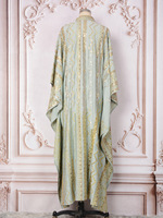 Boutique Vente en gros 2025 Nouvelle longue robe verte Perles dorées Broderie élégante Abaya Robe musulmane pour femmes