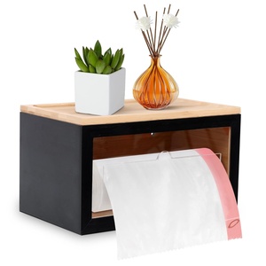 특대형 주방 필수품 팬트리 정리함 대나무 이중 쓰레기봉투 홀더 디스펜서 대나무 비닐봉투 홀더 - Product Image 1