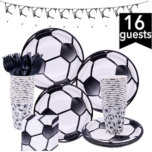 Ensemble de vaisselle jetable sur le thème du football, fournitures pour fête d'anniversaire sur le thème du football - Product Image 4