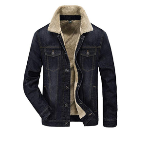 Người Đàn Ông Của Mùa Đông Giản Dị Mùa Đông Tops Lót Với Cashmere Ấm Denim Áo Khoác Bán Buôn Tùy Chỉnh Mens Lông Cừu Áo Khoác - Product Image 1
