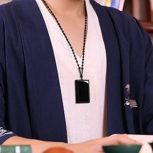Pendentif en jadéite naturelle Wu Shi Pai, jade noir, style chinois, unisexe, design original, cadeau avec certificat d'évaluation C246 - Product Image 4