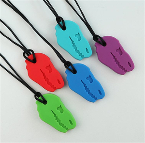 Multicolore dinosauro per uso alimentare Silicone sensoriale massaggiagengive bambino autismo alleviare lo Stress collana da masticare sensoriale per i bambini - Product Image 5