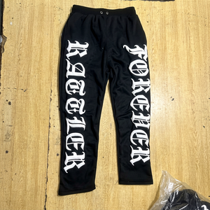 OEM 2026 Sweatpants Men Black White Letter Print Elastic Waist Street Style Midweight Polyester Autumn Casual Pants - Product Image 1