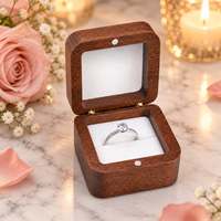 Boîte de présentation en noyer noir et sapele pour bagues, organisateur de bijoux en bois à double compartiment pour emballage cadeau de mariage