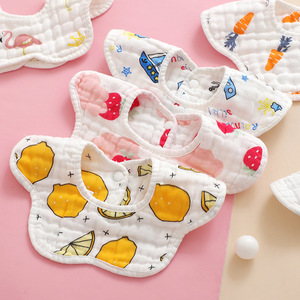 Baberos Jianmu Qingyue para bebés, 26x26cm, gasa de algodón puro con estampado de dibujos animados para bebés y niños pequeños - Product Image 1